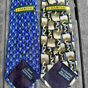 Vintage J. Garcia Silk Necktie duo 1996 Space Containers, Overlooking the Desert